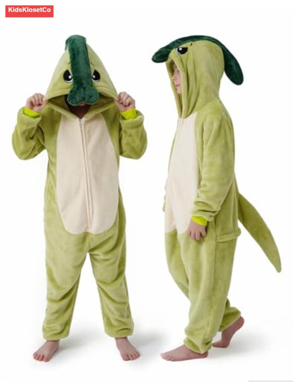 Dinosaur Onesie Pajamas Halloween Costume Cosplay Fitted Boys Girls Flannel